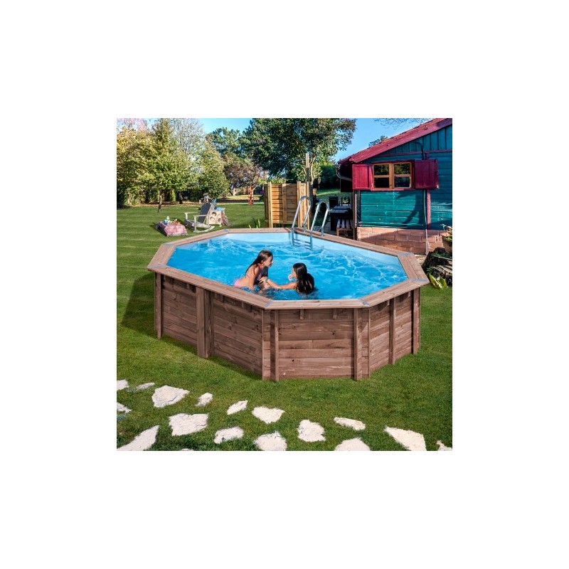 Piscina desmontable de madera Bambu Ovalada Gre